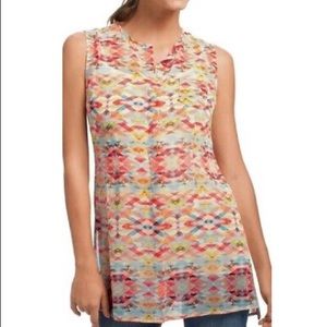 Cabi Avery Aztec Sheer Tunic Blouse/style#760 (XL)